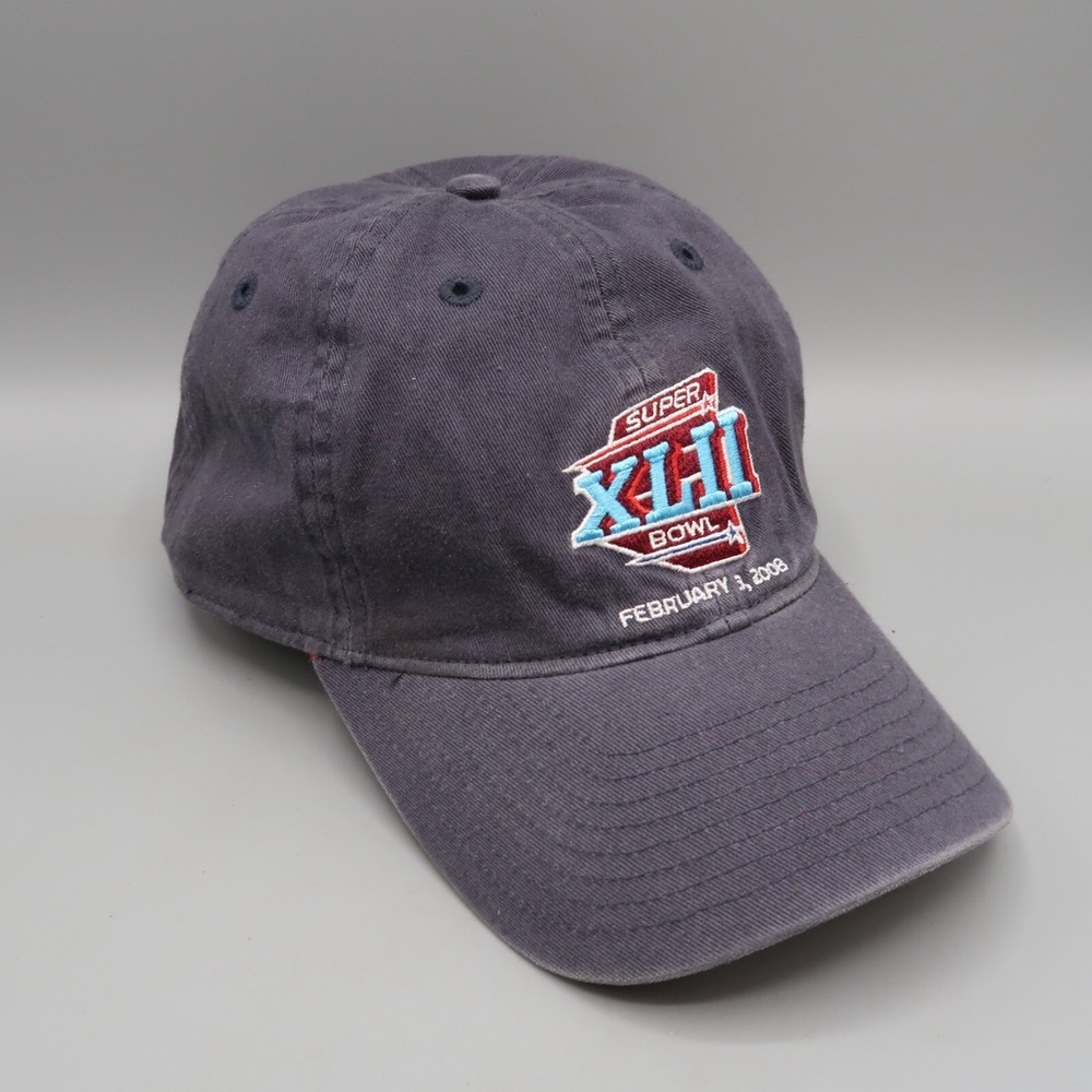 Super Bowl‎ XLII 2008 Reebok NFL Football Black Patriots Giants Hat Cap Gray